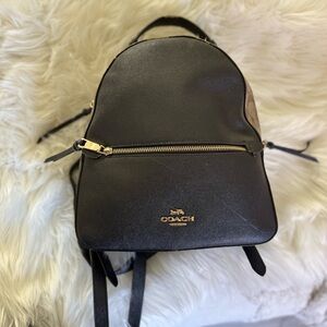 Coach Black and Brown Leather Backpack